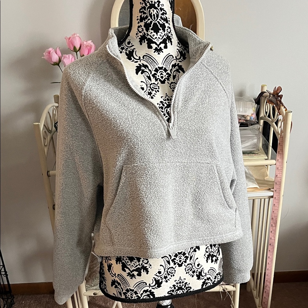 Old Navy Heather Gray Women's Quarter-Zip Sweatshirt